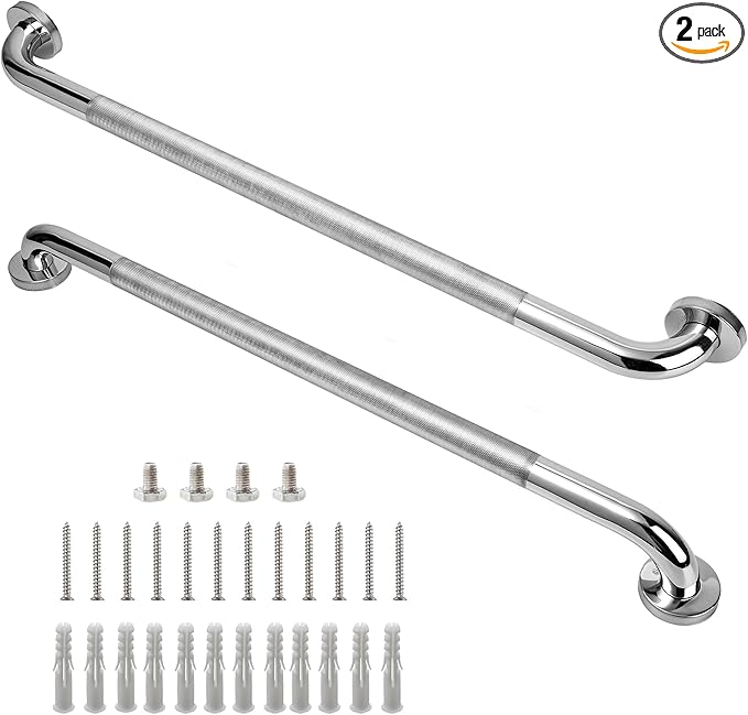 Shower Grab Bar, 2 Pack 32 Inch Bathroom Grab Bar, 1.25" Diameter 304 Stainless Steel Anti-Slip Grab Bars for Bathtubs and Showers, Handicap Shower Grab Bar for Seniors Elderly