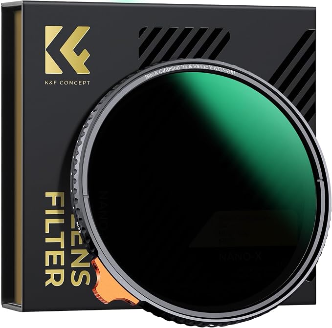 K&F CONCEPT 49mm Black Diffusion Mist 1/4 Effect & Variable ND2-400 Neutral by KFCONCEPT