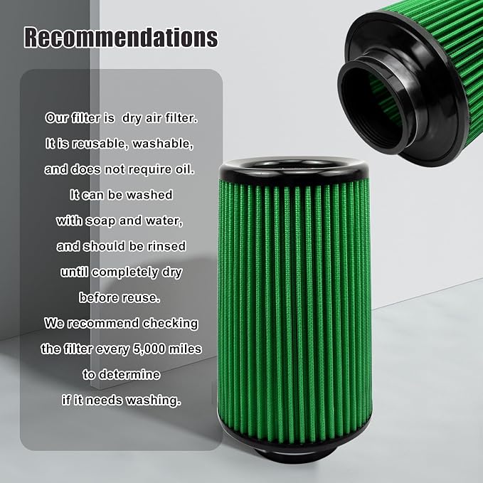 RYANSTAR RACING 76mm 3" High Flow Round Tapered Cone Cool Air Filter Cleaner - Image 6