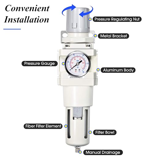 TAILONZ PNEUMATIC 3/4 Inch NPT Manual Drainage Air Filter Pressure Regulator - Image 5