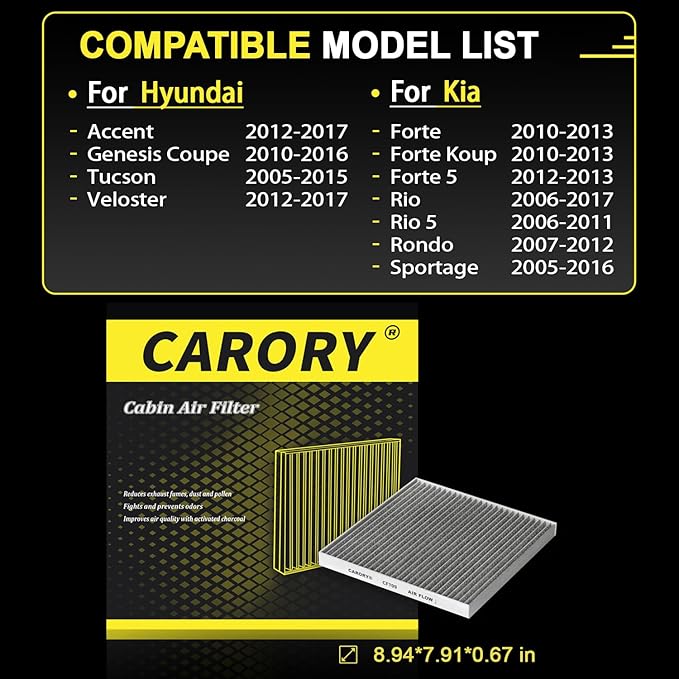 CARORY Cabin Air Filter w/Activated Carbon - Image 3