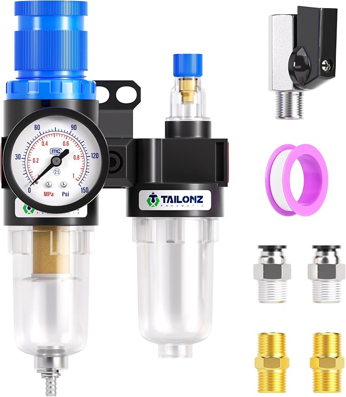 TAILONZ PNEUMATIC 1/4 Inch NPT AFC2000 Air Filter Pressure Regulator Kit（0-145 by TAILONZPNEUMATIC