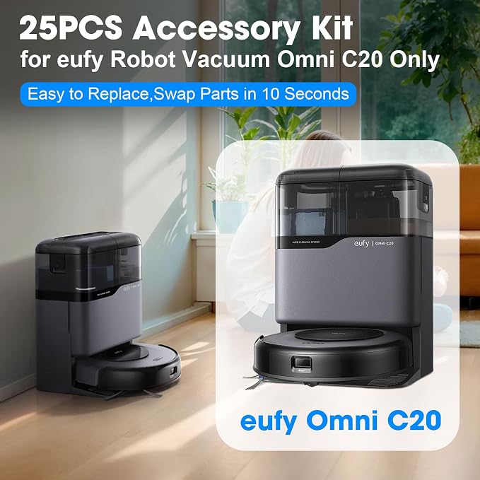 25PCS C20 Replacement Parts for eufy Omni C20 Vacuum Cleaner Includes Main Brush - Image 2