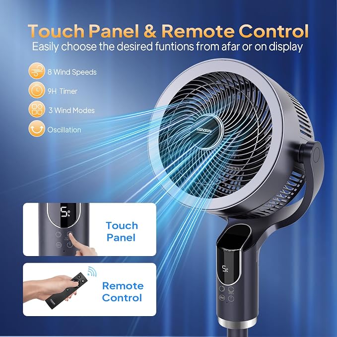 ROVSUN 3-in-1 Standing Fan for Bedroom, 90°+90°Omni-directional Oscillating Fan - Image 4