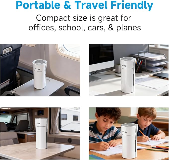 Home & Car HEPA Air Purifier USB-C Charging, Ultra-Quiet 22dB, Compact Design - Image 7