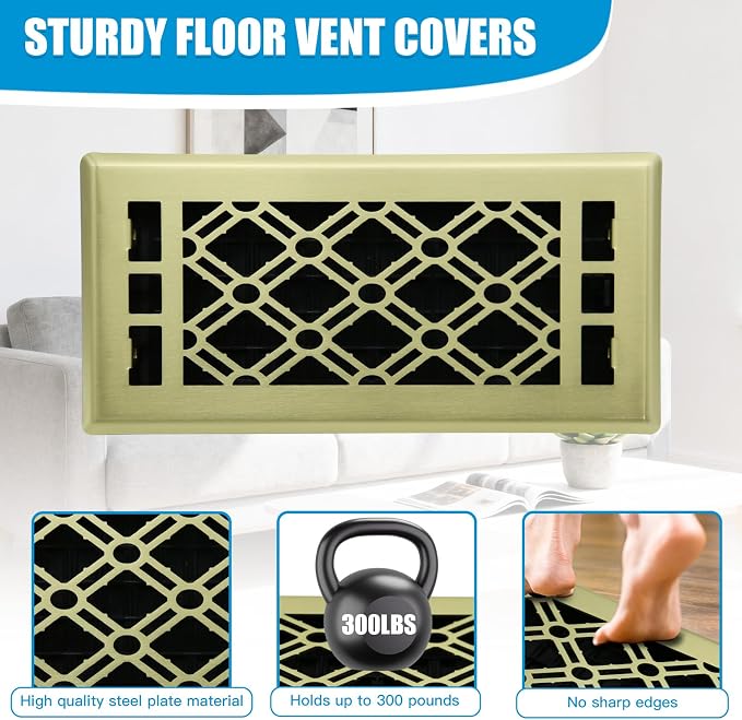 Floor Register Vents Modern AC Vent Cover Ease Adjust Air Vent Cover 4x12 Inch - Image 4