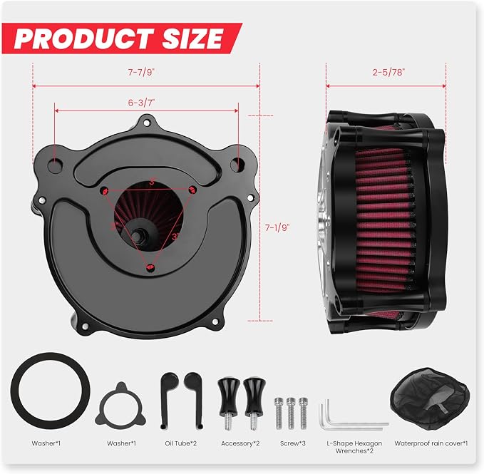 Twin Cam Air Filter Cleaner Intake Filter Compatibel - Image 6