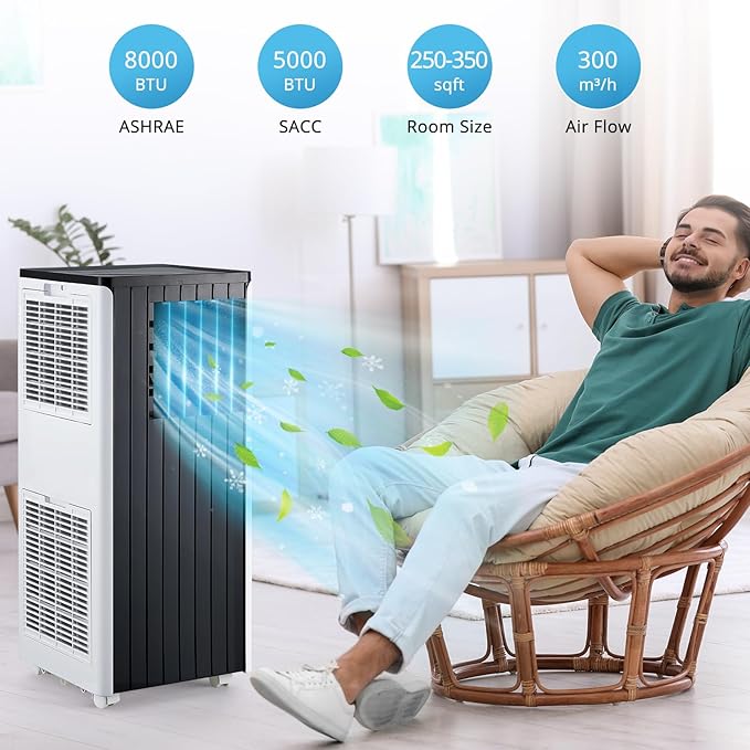 Portable AC Unit with 8000 BTU Cooling, Remote Control & 24-Hour Programmable - Image 7