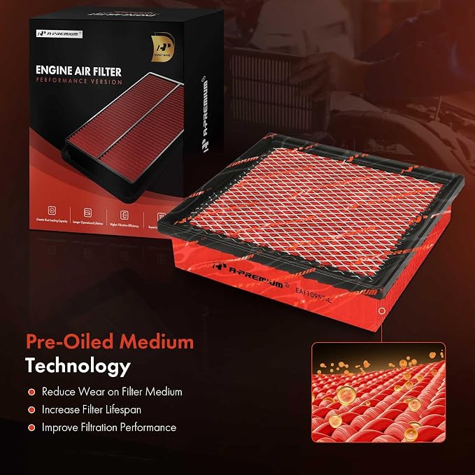 A-Premium High-performance, Pre-oiled Engine Air Filter Compatible - Image 4