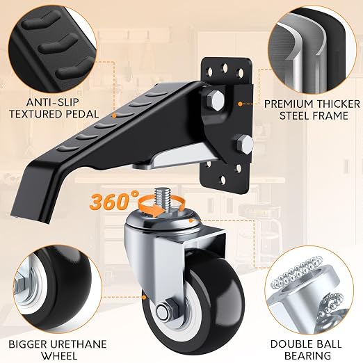 SOLEJAZZ Workbench Casters Wheels 660Lbs Retractable Casters Set of 4 Heavy - Image 2
