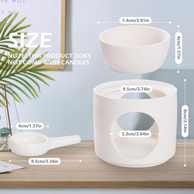 WD&CD Wax Melt Ceramic Oil Burner White, Aroma Diffuser Essential Oil Burner - Image 2