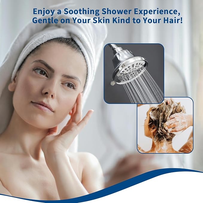 Filtered Shower Head | Shower Head Filter for Hard Water | Improves Skin & Hair by Reducing Chlorine & Heavy Metals from Hard Water-Chrome
