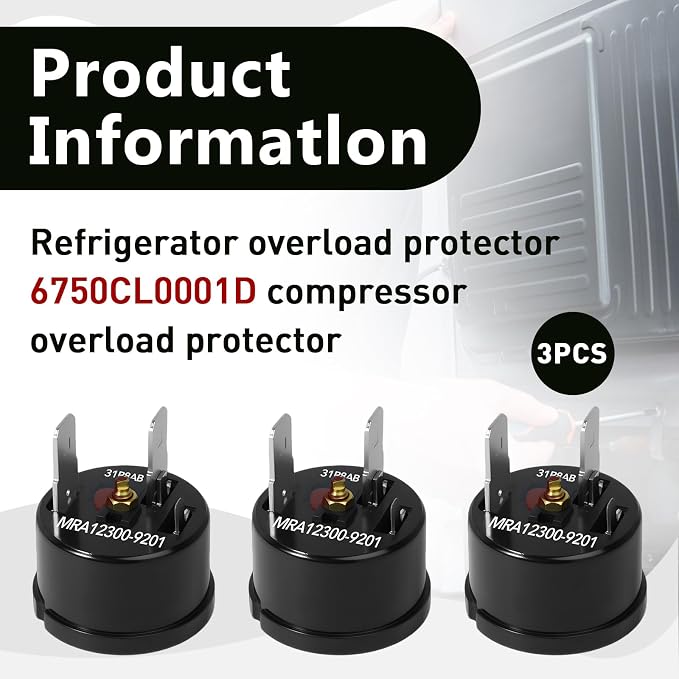 3-Pack MRA12325-9201 Refrigerator Compressor Overload Protector & Relay Kit - Image 2