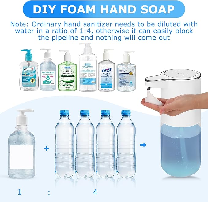 2 Pack Soap Dispensers,Automatic Foaming Soap Dispenser Touchless,13.5oz/400ml USB Touchless Rechargeabled Wall Mounted Smart Soap Dispenser for Bathroom Kitchen Set New