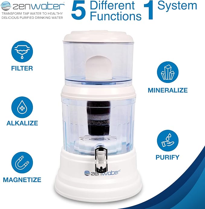 ZENWATER 4-Gallon Countertop Gravity Water Filter System - Image 3