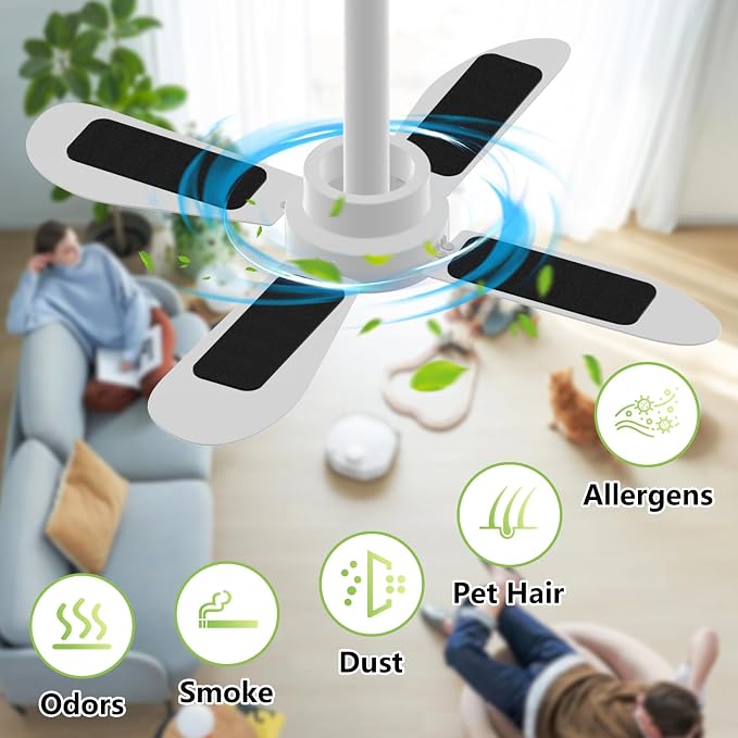 10 Pack Ceiling Fan Filters for Blades, Activated Coconut Carbon Fan Filter for - Image 3
