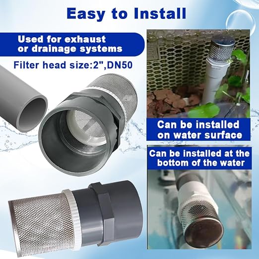 2" Stainless Steel Filter Cover Connected to 2 inch/DN50 Grey PVC Filter Water - Image 5