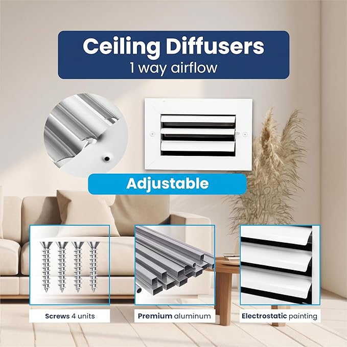 4x8 Inch Aluminum 1-Way Air Flow Vent – Vent Cover - Image 4