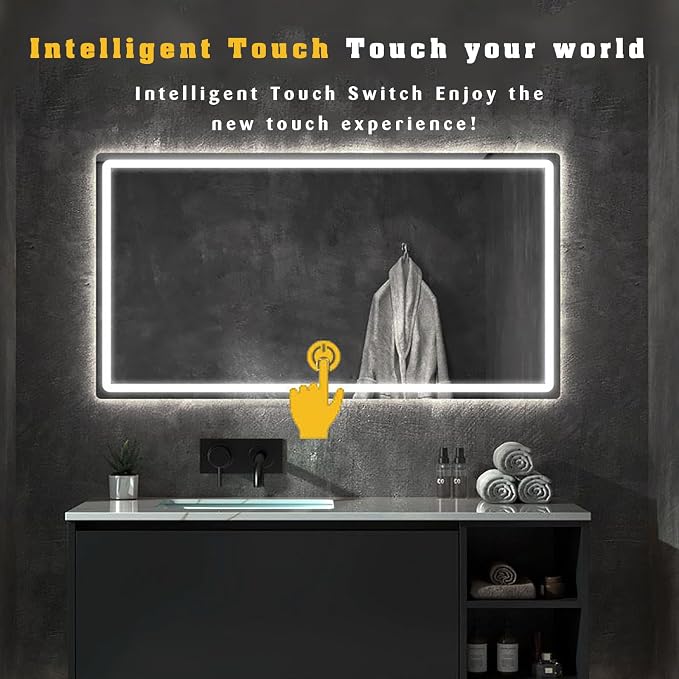 JSLJDM 500 X800 mm Illuminated Backlit LED Bathroom Mirror, Wall Mounted - Image 2
