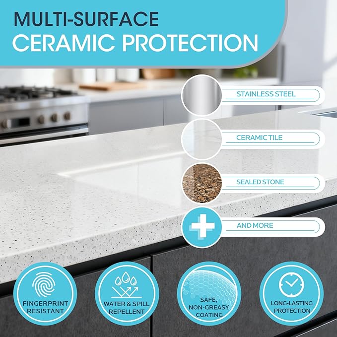 Ceramic Coating Spray for Stainless Steel & Glass - Fingerprint & Water-Spot Repellent, Long-Lasting Surface Protection for Kitchen & Bath (500ml)