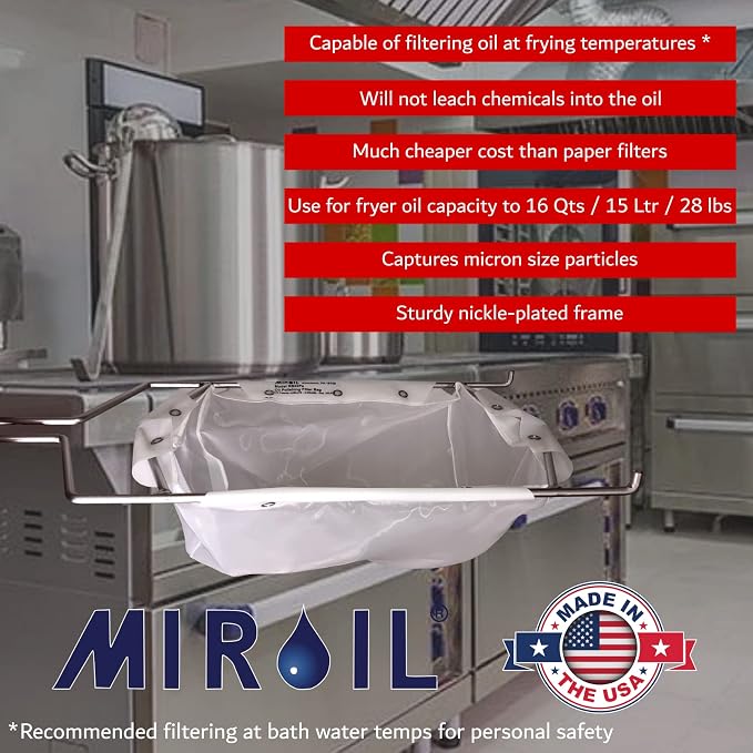 MirOil B22FS Fryer Oil Filter Bag & Frame Combo, Extends Life, Polish Hot & - Image 2