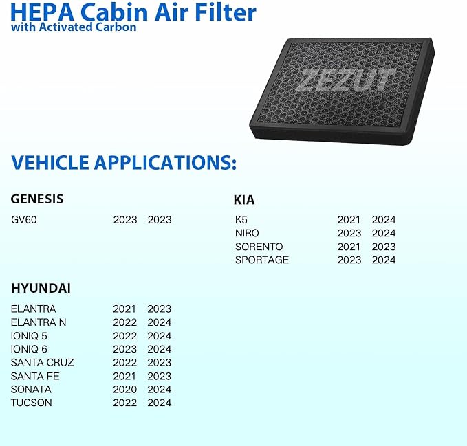 Cabin Air Filter, for 2021-2024 Hyundai Elantra, Santa Fe, KIA K5, Ioniq 5/6 - Image 2