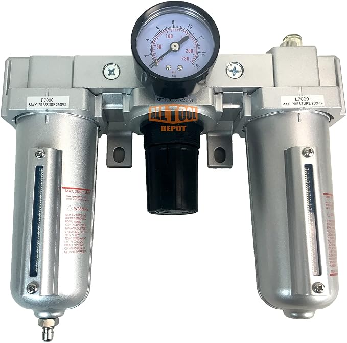 3/4" NPT HEAVY DUTY Compressed Air In Line Filter Regulator Lubricator Oiler by AllToolDepot
