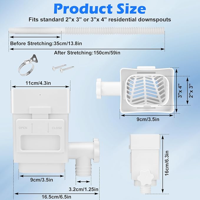 WADEO Rainwater Collection System, Rain Barrel Diverter Kit Fits - Image 6