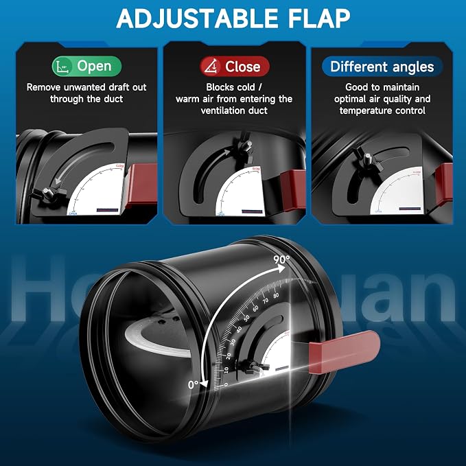 Hon&Guan HVAC Duct Manual Volume Backdraft Damper 6 Inch ，Manual Airflow Control - Image 3