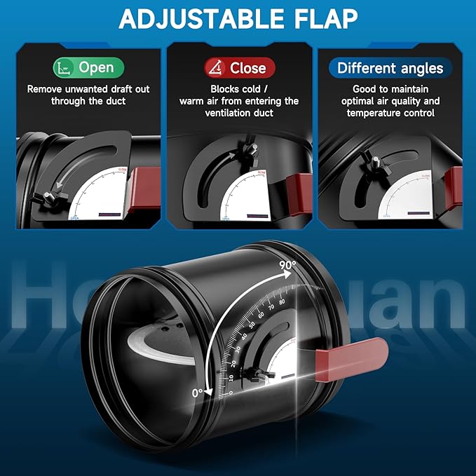 Hon&Guan HVAC Duct Manual Volume Backdraft Damper 4 Inch ，Manual Airflow Control - Image 3