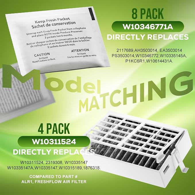 Funmit W10311524 Air Filter & W10346771A Freshflow Produce Preserver Replacement - Image 3