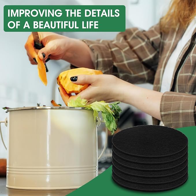 6 Pack Charcoal Filters for Compost Bucket，Compost Filters for Countertop Bin， - Image 7