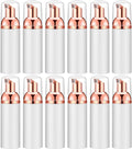 2 Oz Empty Foam Pump Bottle (12PCS) Travel Foaming Soap Dispenser for Hand Soap, Lash Shampoo Cleanser (White&Rose Gold)