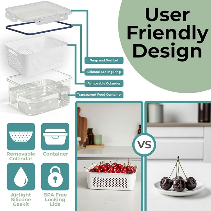 5 Pack Large Fruit Storage Containers - Image 3