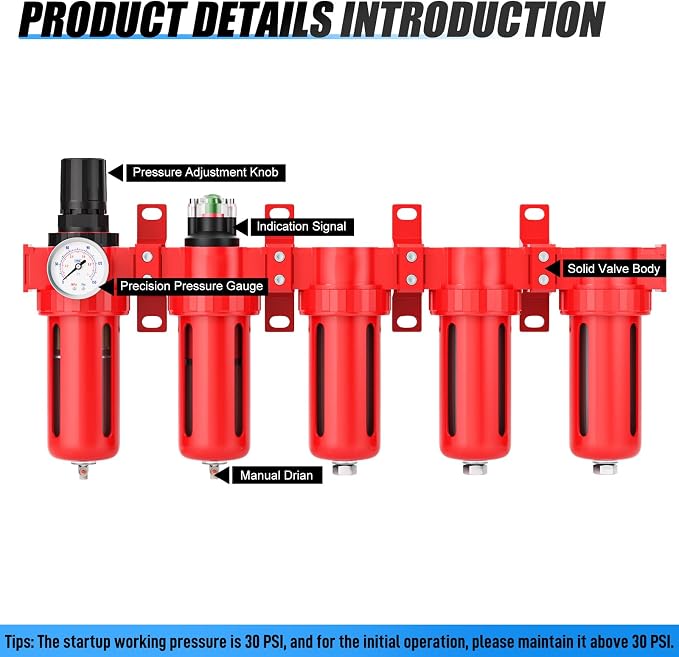 1/4" NPT Industrial Grade 5 Stage Aluminum Air Drying System, Coalescing Filter - Image 5