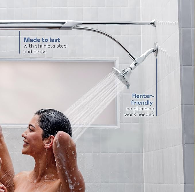 BOONA High Pressure Shower Head System for 2 People as Seen on Shark Tank | Dual Spray, Hotel Quality w/Max Pressure, Rainfall & Swedish Massage Settings | Easy Install, King Krome