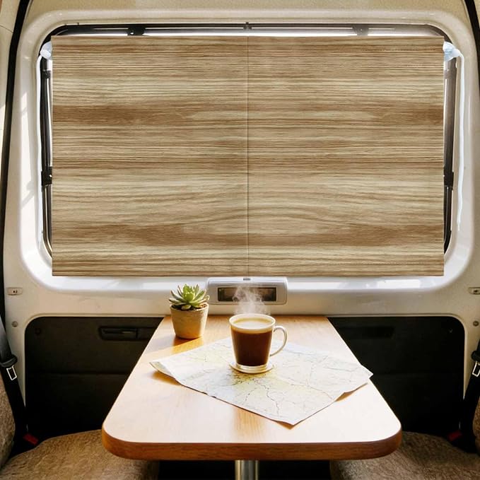 Light Brown Wood Grain Magnetic Double Layer Car Window Shades, Side Window - Image 9