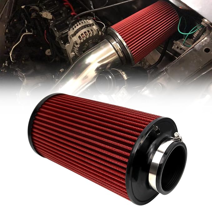 RYANSTAR RACING 76mm 3" High Flow Round Tapered Cone Cool Air Filter Cleaner by RYANSTARRACING
