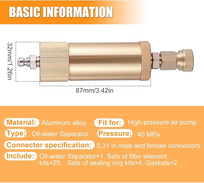 High Pressure PCP Air Filter Oil-Water Separator, 40MPa/5800Psi Inline Moisture - Image 2
