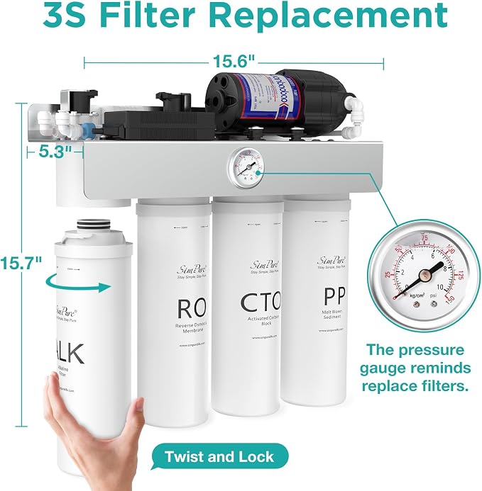 SimPure T1-400ALK Alkaline UV Reverse Osmosis System, NSF/ANSI 58 Certified - Image 6