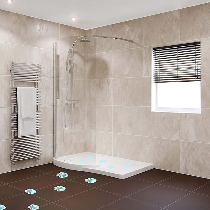 Bathtub Stickers Non Slip, Shell Shaped Tubs Safety Shower Treads, Adhesive Sticker for Bathroom Bathtub, Shower Floor,Blue (30Pcs)