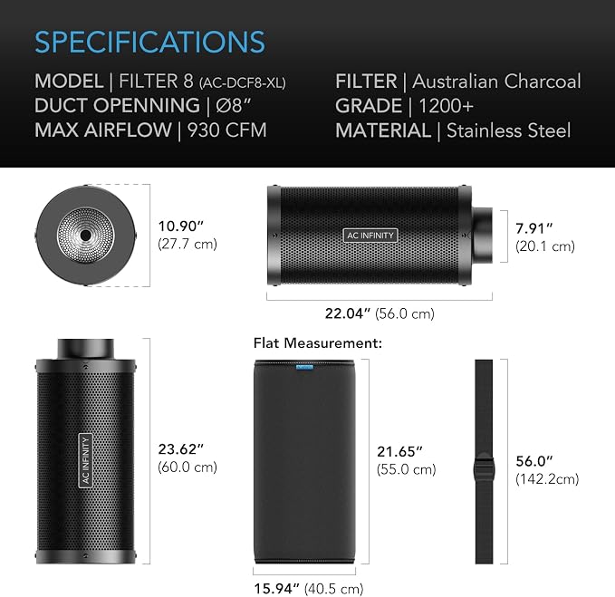 AC Infinity Air Carbon Filter XL 8", - Image 6