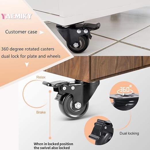 Swivel Caster Wheels 600lbs, 2 Inch Casters Set of 4, Heavy Duty - Image 6