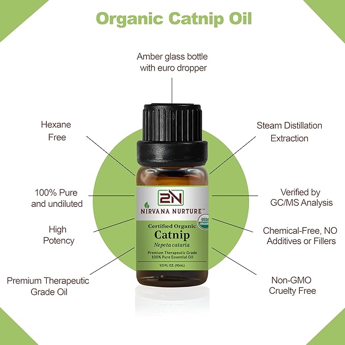 Catnip Essential Oil USDA Certified Organic, 100% Pure Natural Premium Grade, Undiluted
