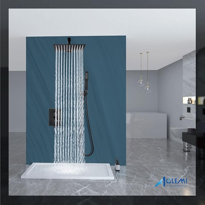 Aolemi Shower Faucet Set Rain Shower System with Handheld Spray Bathroom Shower Combo Rough-in Valve and Shower Trim Kit Included Oil Rubbed Bronze 12 Inch Wall Mount Shower Head