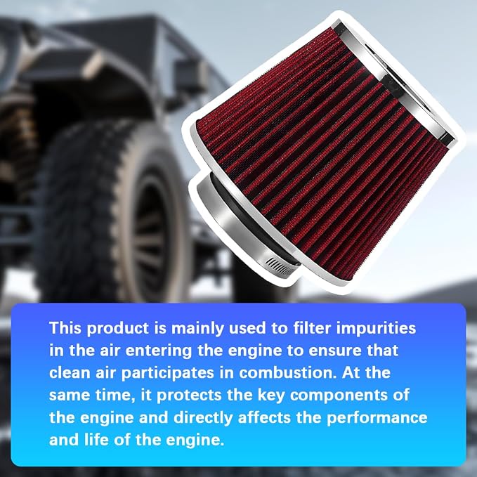Clamp-On Car Air Intake Filter, 3 In/3.5 In/4 In Three Different Size High-Flow - Image 3