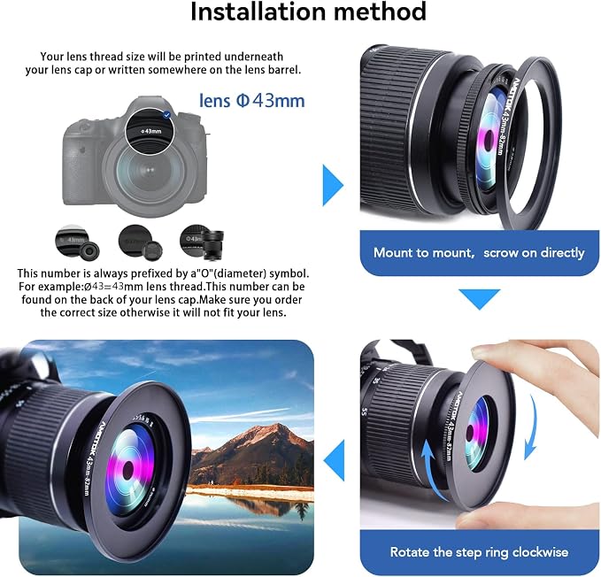 43mm to 82mm Lens adapter/43mm Lens to 82mm Camera Filters Ring Compatible All - Image 5
