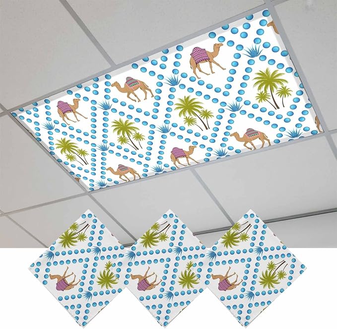 3 Pack Fluorescent Light Cover, Camels Palm Trees Light Covers by Unknown
