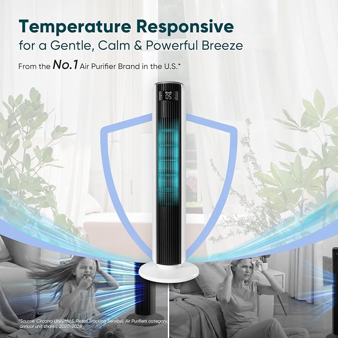 LEVOIT Tower Fan for Bedroom, 90° Oscillating Standing Fan - Image 2