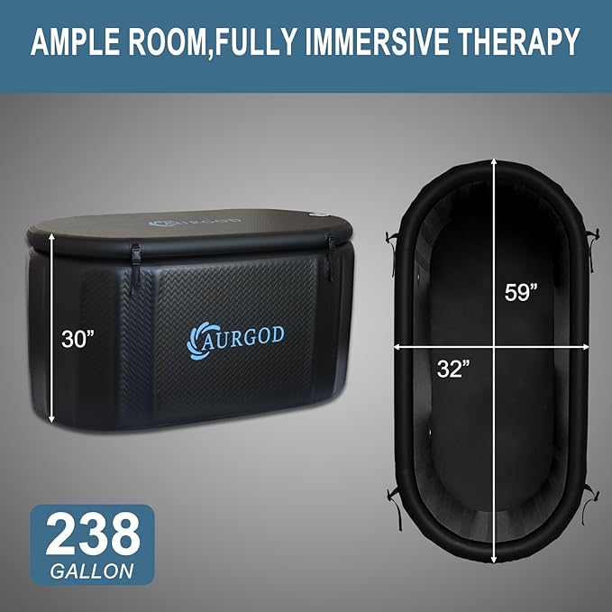 238Gallon Inflatable Cold Plunge Tub for Recover, Upgraded Thickened 2 Person Ice Bath Tub, Bathtub Adult, Insulated Lid, Pump, Strong Handbag